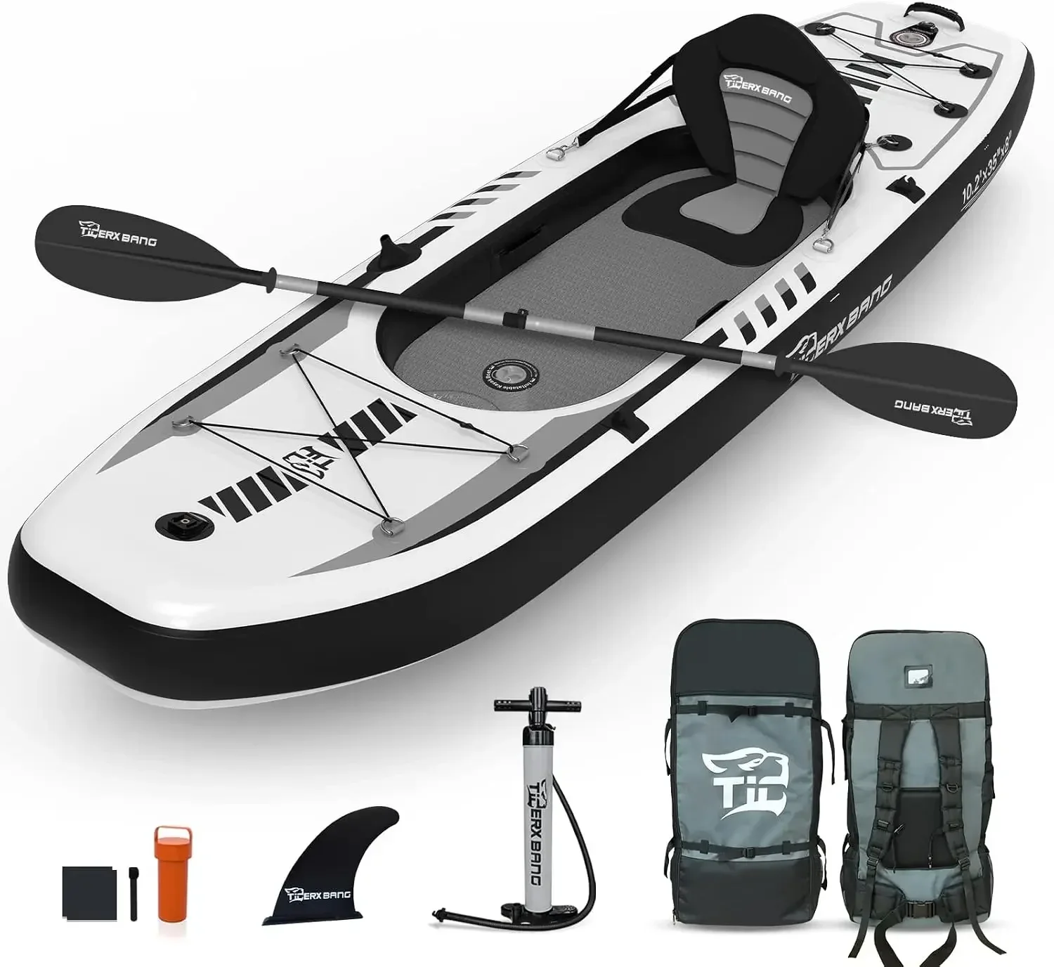 Fishing Kayak Seat - TIGERXBANG, caiaque insuflável de 10,2' x